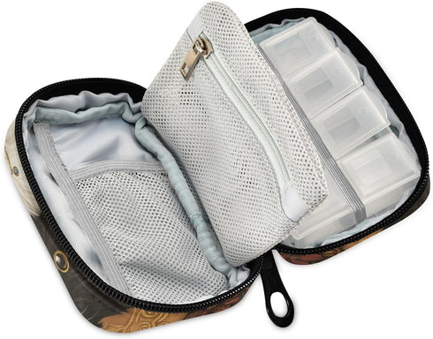 YMGQYJ 7 Cat Black White Pill Case for Travel, Weekly Pill Boxes Days Portable Pill Organizer Supplement Holder