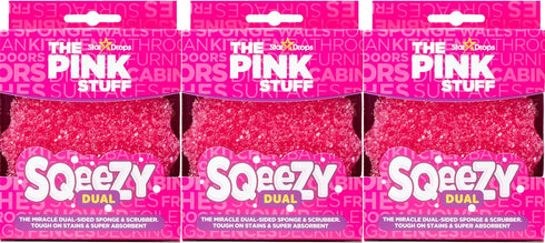 Stardrops – The Pink Stuff – SQeeZY Miracle Dual Sided Scrubber Sponge, Scratch Free for Ultimate Home Cleaning, 3-Pack