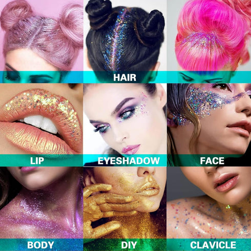 MEICOLY Chameleon Iridescent White Body Glitter, Chunky Face Glitter Paint, Color Changing Mermaid Glitter Gel