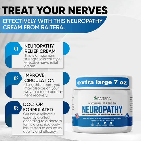Neuropathy Relief Cream - 7 oz Maximum Strength Nerve Relief for Feet, Hands, Legs, Natural Ingredients