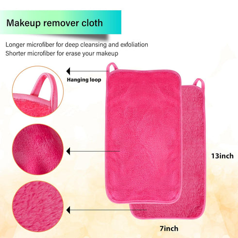 Makeup Remover Cloth, 13x7 Inch Reusable Towels, Microfiber Fast Drying Facial Washcloth for Washing Face