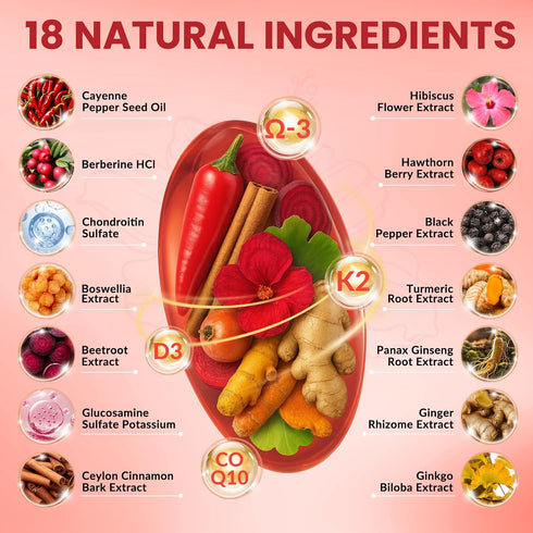 VitaminD3+K2,Berberine, CoQ10, Omega-3, 240 Cayenne Pepper Softgels Supplement, Cayenne Pepper Capsules with Turmeric