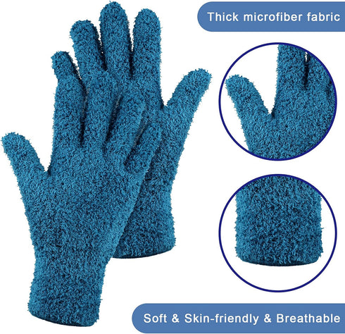 Bencailor 6 Pairs Microfiber Dusting Gloves, Cleaning Gloves for Plants House Blinds Car Dust Mitt (Large)