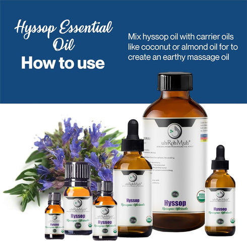 Organic Hyssop Essential Oil 15ml - 100% Pure & Natural for Aromatherapy, Home Diffuser Oil