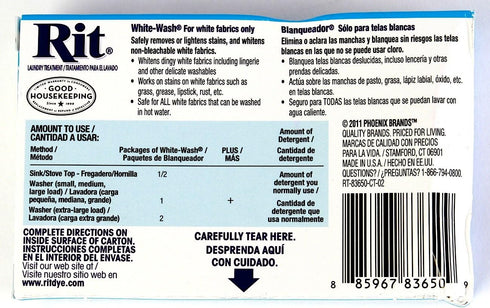 Rit 1-7/8 oz, 3-Pack Dye Laundry Treatment White-wash Stain Remover and Whitener Powder, White