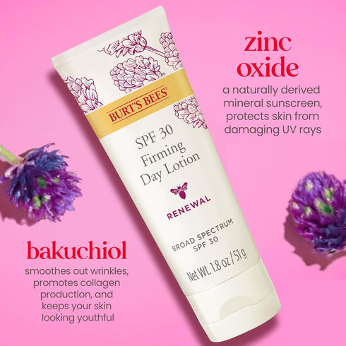 Burt's Bees Sunscreen Moisturizer for Face, SPF 30, Retinol Alternative Facial Lotion for Anti-Aging Skincare