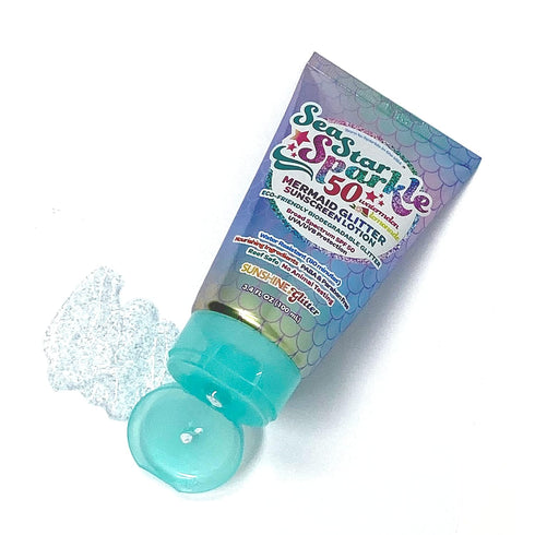 Sunshine & Glitter Sea Star Sparkle Biodegradable Glitter Sunscreen SPF 50, Mermaid Watermelon Lemonade, Water