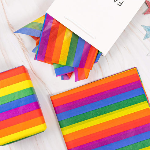 Whaline 100 Sheet Rainbow Tissue Paper Crepe Paper for Colorful Gift Wrapping, DIY Art Craft, and Party Bags