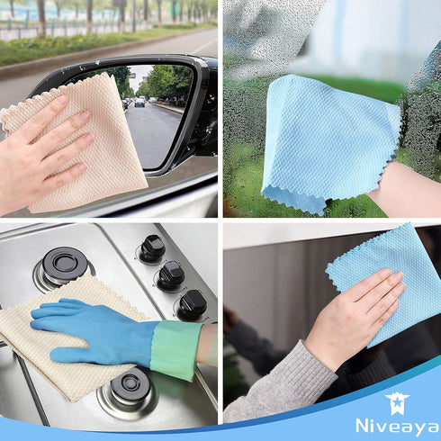 24 Pcs Fish Scale Streak Free Miracle Cleaning Cloth, Lint Free Microfiber Window Mirror Glass Cleaning Cloth
