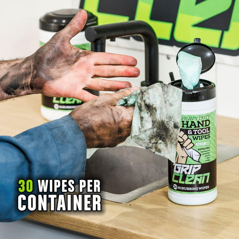 Grip Clean Cleaning Wipes – Heavy-Duty Hand Cleaner for Mechanics, 30ct Citrus Scented