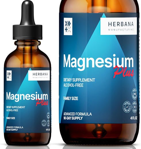 Triple Complex Magnesium 4 oz Liquid Drops - Advanced Magnesium Citrate, Glycinate, L-threonate with Vitamins B6, D, C