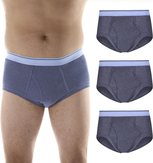 Wearever Men's Incontinence Underwear - Reusable & Washable Bladder Control Briefs, Regular Absorbency, Gray (Pack of 3)