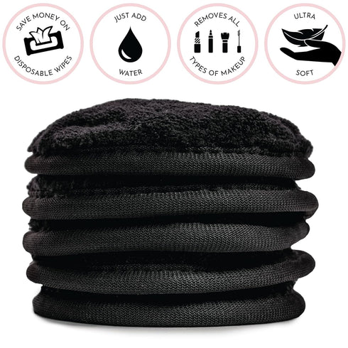 S&T INC. 5PK Makeup Remover Wipes for Skin Care with Laundry and Storage Bag, Reusable Face Towels, Travel Essentials,