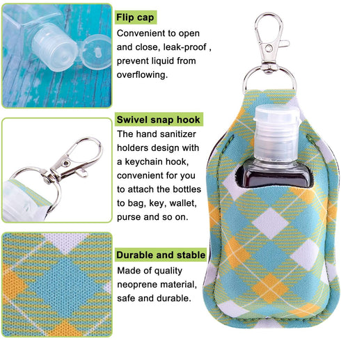 Duufin 40 Pieces Keychain Set with 20 Hand Sanitizer Holder Keychains and 20 Reusable Flip Cap Travel Bottles