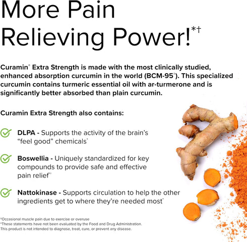 Terry Naturally Curamin Extra Strength - 60 Tablets Non-Addictive Pain Relief Supplement with Curcumin & Boswellia