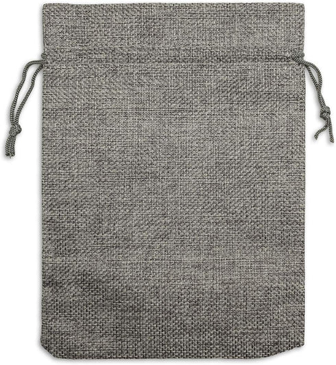 12-Pack Natural Burlap Gift Bags 5.5x7.75 with Drawstring (Cool Grey, Medium) for Party Favors, DIY Craft