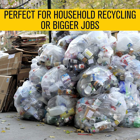 Ultrasac Clear Heavy Duty Contractor Trash Bags | 45 Gallon | 3.0 MIL | 33" x 48" | Pack of 20 | For Construction