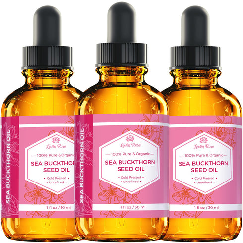 Leven Rose Sea Buckthorn Seed Oil 100% Pure Unrefined Cold Pressed Anti Aging Acne Treatment for Hair Skin Nails (1 oz)
