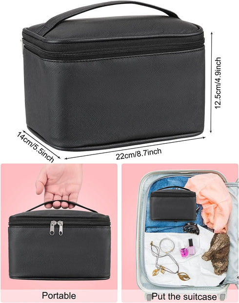 Nail Polish Bag Nail Art Set Organizer, Travel Case with Compartment, Gift for Women (Black)