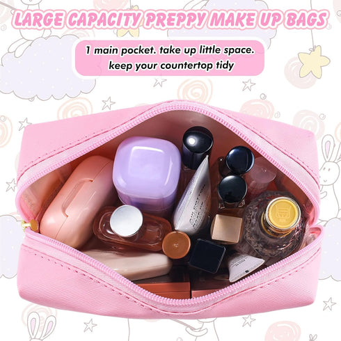 Personalized Initial Makeup Bag, Cute Pink Chenille Letter Cosmetic Pouch, Waterproof Zippered Toiletry Organizer for
