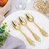 WDF 100 Piece Gold Plastic Spoons, 6.93 Inch Heavy Duty Disposable Silverware for Dessert Cake, Party or Daily Use