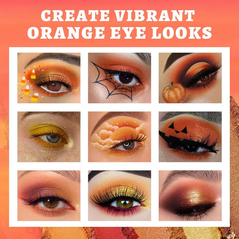 UCANBE Orange Eyeshadow Makeup Palette, 15 Colors Vibrant Shimmer Matte Glitter for Fall Cosplay