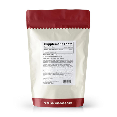 Pure Indian Foods Organic Amla Powder, 8 oz, Water-Soluble Amalaki Dietary Supplement, Perfect for Capsules