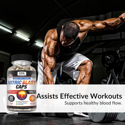 Kaya Naturals Nitric Blast, 60 Capsules - Potent All-Natural Herbal Supplement for Pre-Workout Energy