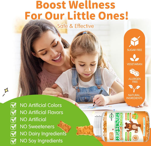 Gummies Gummies B6, D3 120ct Magnesium for Kids - Magnesium Glycinate Supplement with L-Theanine, Vitamin for Adults