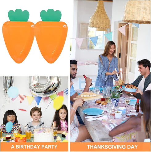 SWETRACE 24pcs Carrot Shaped Disposable Paper Plates Multi-function Household Dinner Plates for Party Gathering