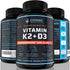 K2 D3 Vitamin Supplement 5000 IU - Enhanced Calcium Absorption for Healthier Bones, Blood, Heart, and Better Immunity