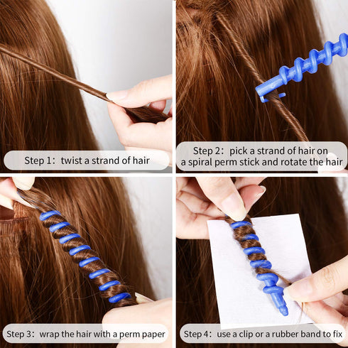 WILLBOND 40 Pieces Hair Perm Rods, Spiral Plastic Curling Rollers for Women, 6.10 x 0.24 Inch Salon Tools