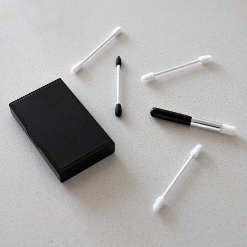 Reusable Q-tips Ear Swab and Makeup Swabs Kit with 4 Silicone Swabs and 1 Case for Ears, Baby, Beauty (Black, 4Swabs
