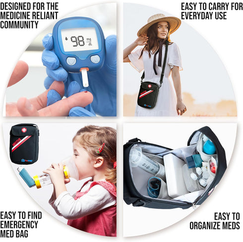 PracMedic Bags Travel Medicine Bag- First Aid Bags Empty or Epipen Carry Case for Insulin Pens, Pill Bottles, Diabetic