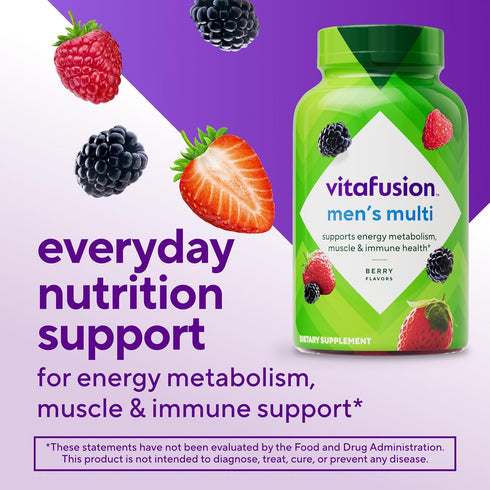 Gummy B6, B12, 120 Count, 60 vitafusion Adult Vitamin Supplement for Men, Berry Flavored, A, C, D, E, Daily, Day Supply