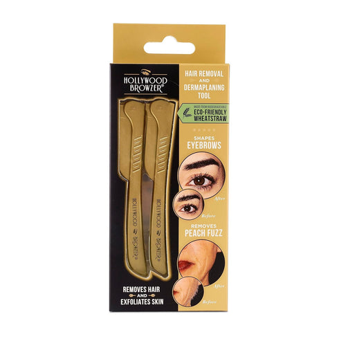 Royal Gold Dermaplaning Face Blade Duo - Two Pack for Men and Women, Eyebrow Shaping and Exfoliation