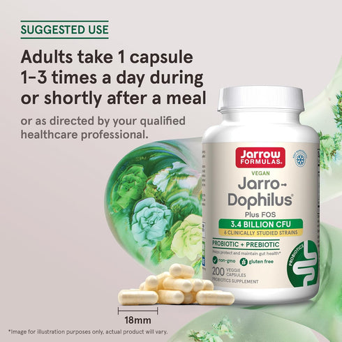 Jarrow Formulas Jarro-Dophilus + FOS, 3.4 Billion CFU, Prebiotic & Probiotics Supplement for Immune & Intestine