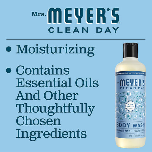 MRS. MEYER'S CLEAN DAY Moisturizing Body Wash, Biodegradable Shower Gel with Essential Oils, 16 oz