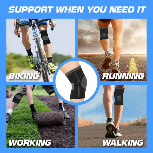 Cotton Compression Knee Sleeves - 2 Support Braces for Arthritis, Joint Pain Relief, Meniscus Tear Recovery