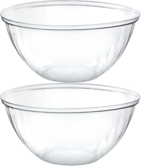PLASTICPRO Disposable Round Crystal Clear Serving Bowls, 48 OUNCE for Party Snack or Salad