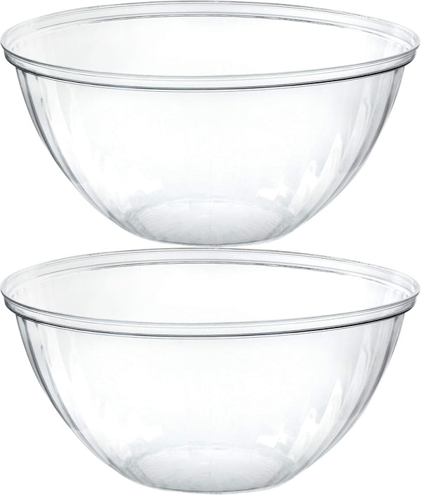 PLASTICPRO Disposable Round Crystal Clear Serving Bowls, 48 OUNCE for Party Snack or Salad