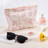 Flower Makeup Bag, Large Floral Travel Cosmetic Pouch for Women, Zipper Organizer Bag (Embossed Pink Aesthetic)