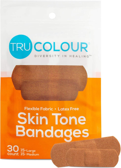 Skin Tone Bandages, Brown-Dark Brown, Single Bag (30-Count; Orange Bag)