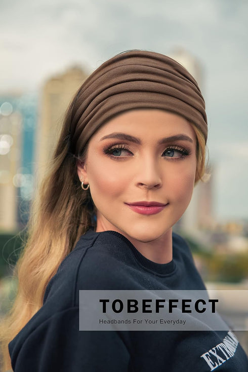 Tobeffect Wide Headbands for Women, 7'' Extra Large Turban Hairband Accessories, 6 Pack