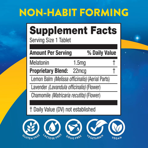 MidNite Back to Sleep Low Dose Melatonin Sleep Aid, 1.5 mg, 30 Quick Melt Tablets