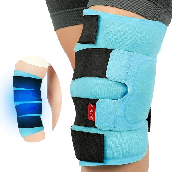 Comfytemp Extra Large Knee Ice Pack Wrap, FSA HSA Eligible, Reusable Gel Cold Compression Brace Sleeve for Pain Relief