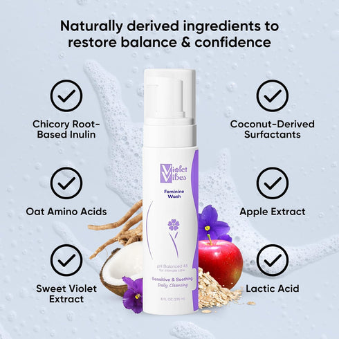 Violet Vibes Ultra-Gentle Feminine Wash | pH-Balancing, Nourishing, Odor-Control for Intimate Areas & Sensitive Skin |