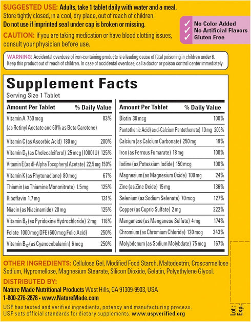 Nature Made Women's Multivitamin Tablets, 300 Count, Daily Nutritional Support