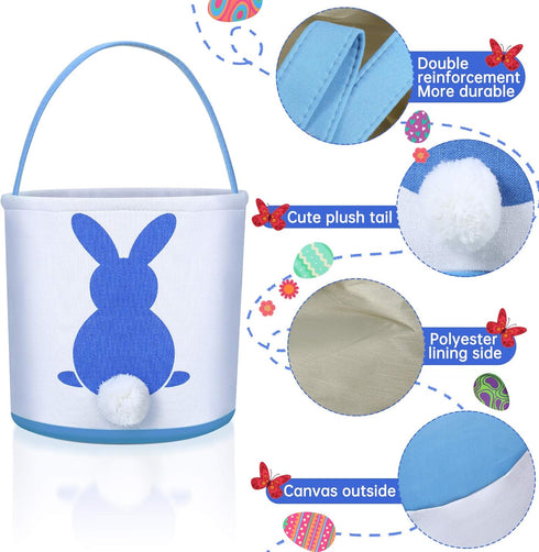 Weewooday 6-Pack Easter Bunny Canvas Tote Bags - Perfect for Egg Hunts and Gifts