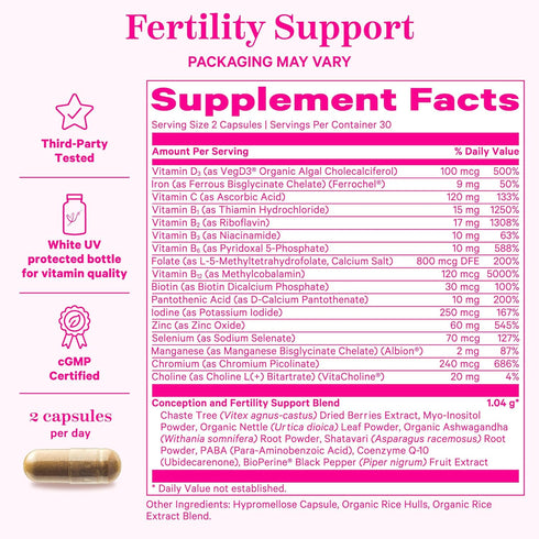 Pink Stork Fertility Bundle - Conception Tea and Supplements for Women, Prenatal Vitamins with Ashwagandha, Inositol,